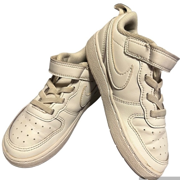 Nike Air Force One Sneakers Kid’s Hook & Loop White Leather Size 9 - Picture 1 of 7